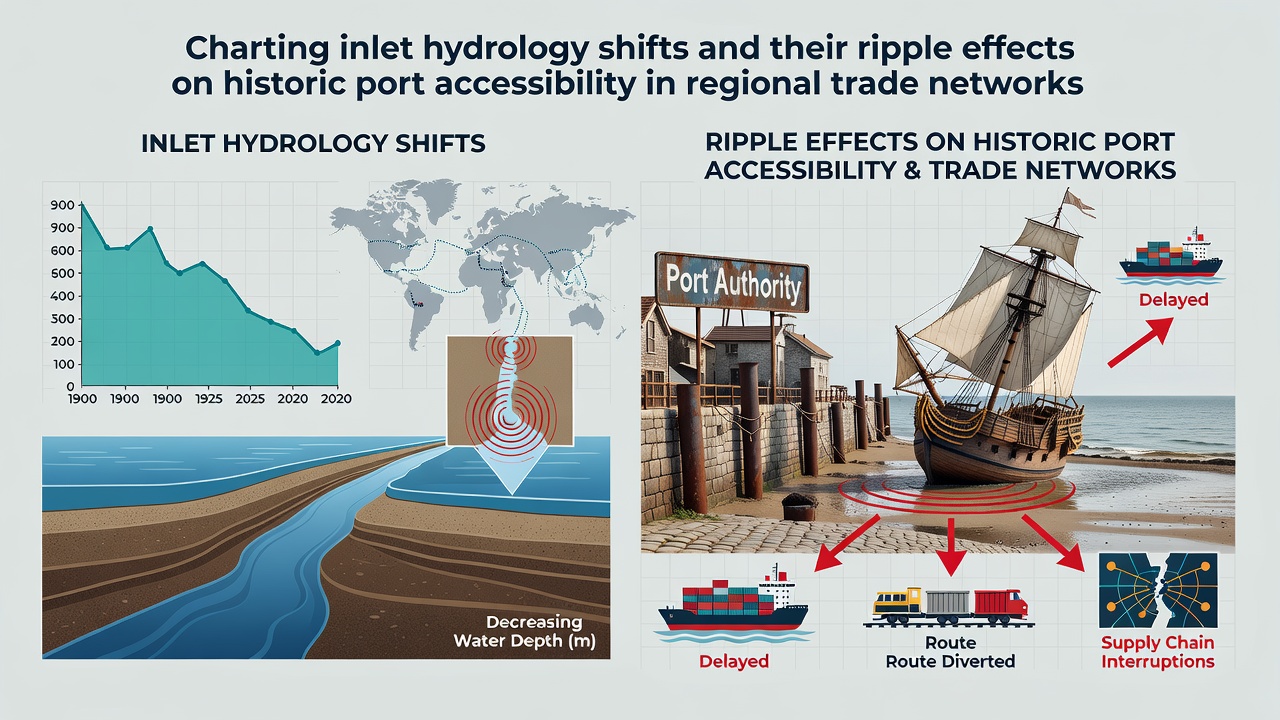 Charting Inlet Hydrology Shifts and Their Ripple Effects on Historic Port Accessibility in Regional Trade Networks